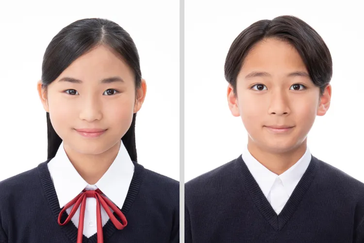 スタジオインディで実際に撮影された、中学受験写真の男女の作例
